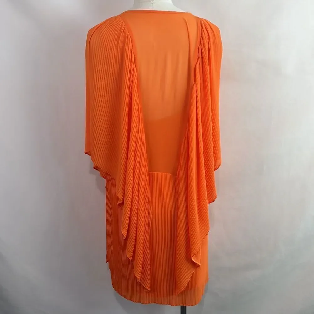 Orange Pleated Mini Dress - Picture 3 of 7